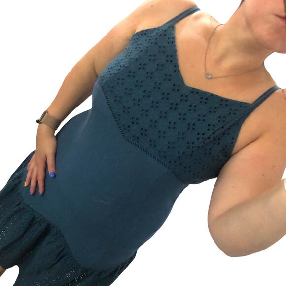 Miami LARGE Adjustable Spaghetti Strap Eyelet Crochet Detail Midi Sundress - Picture 7 of 14